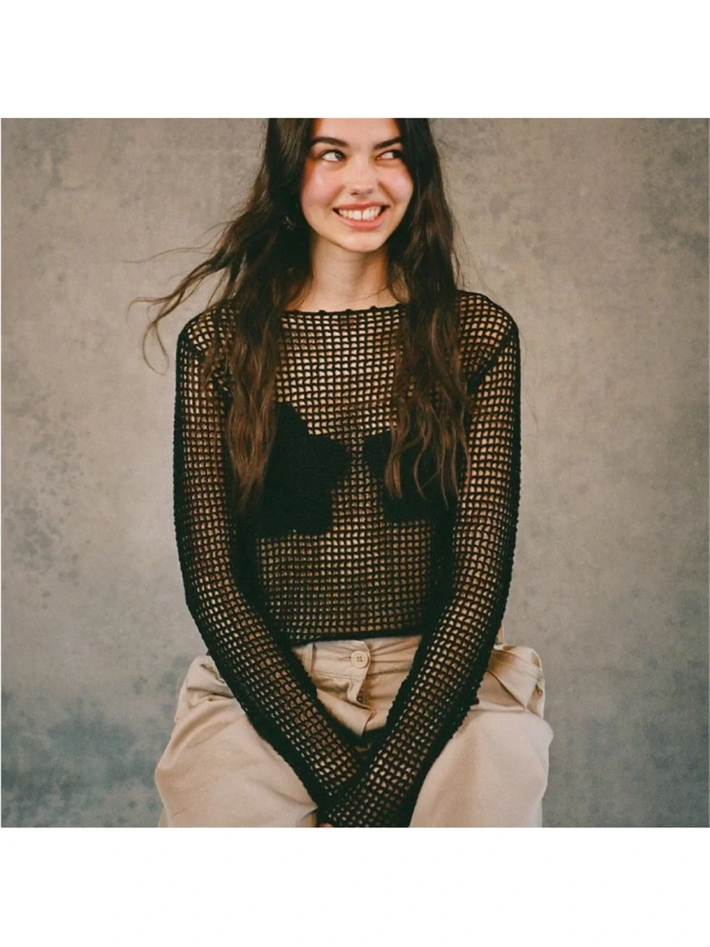 Realisation Par Flower Crocheted Knit Top